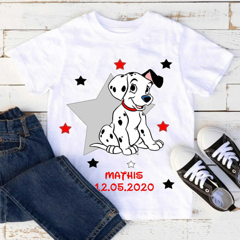 T-shirt Dalmatien avec prenom et naissance