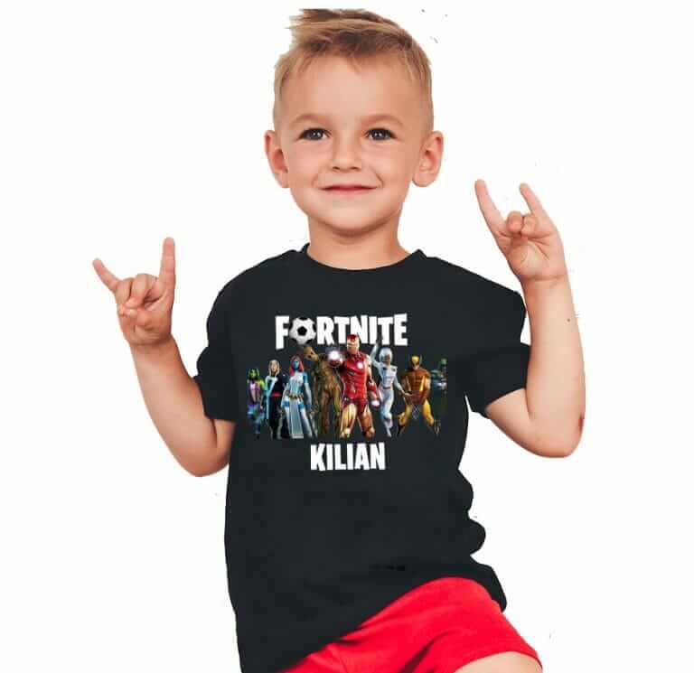 T-shirt Fortnite Marvel avec prénom