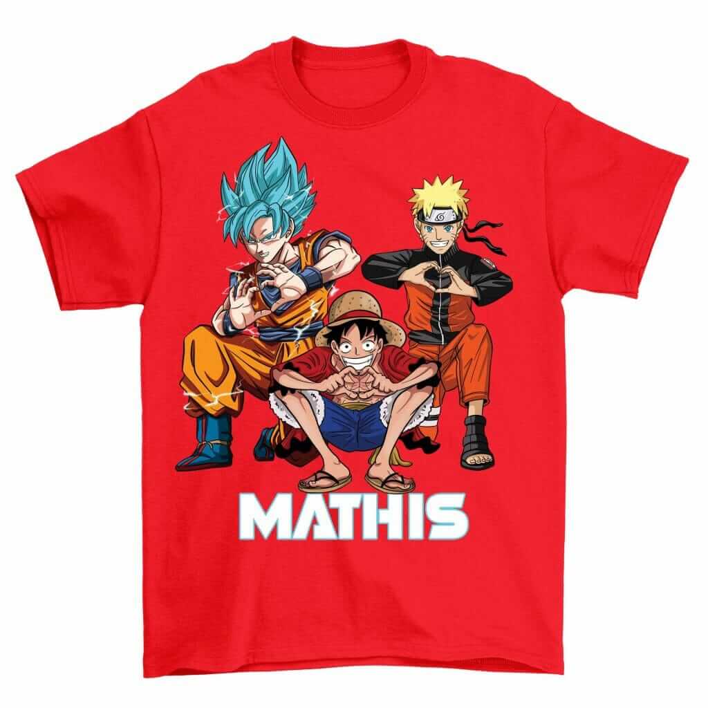 T-shirt Son Goku Naruto One Piece avec prénom