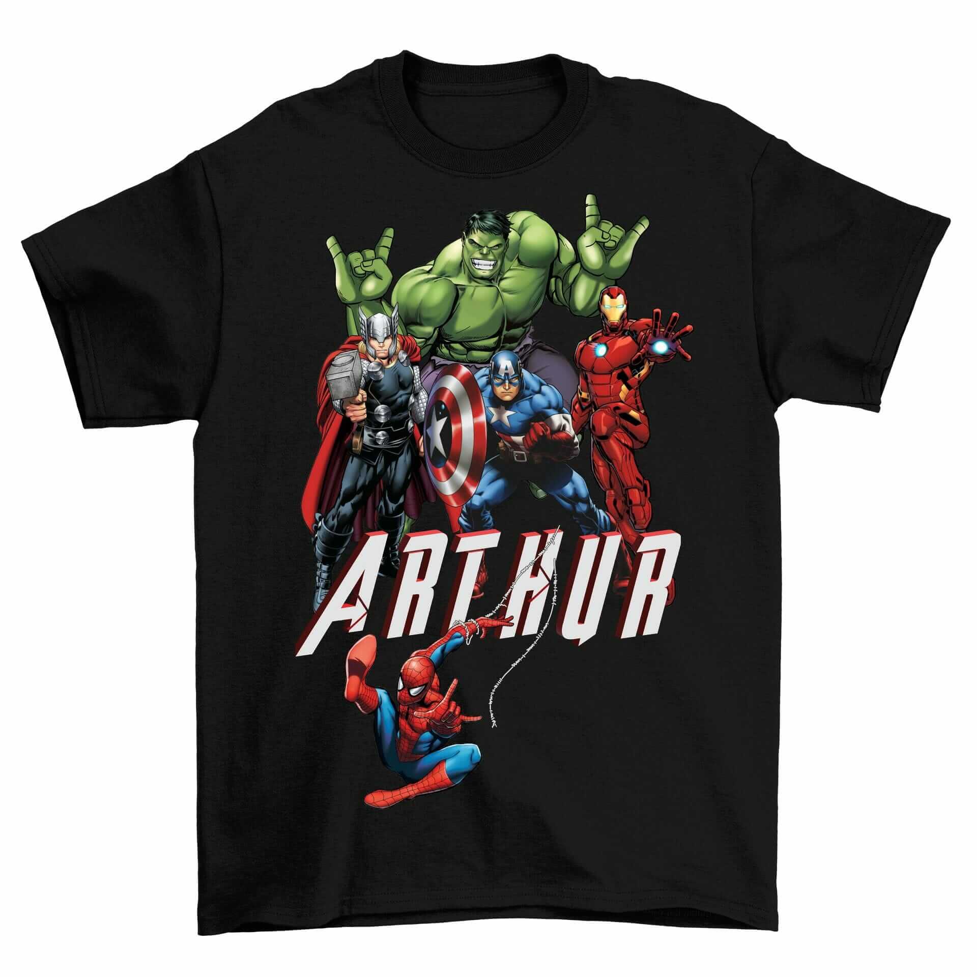 T-shirt Avengers Hulk, Iron Man.. avec prénom