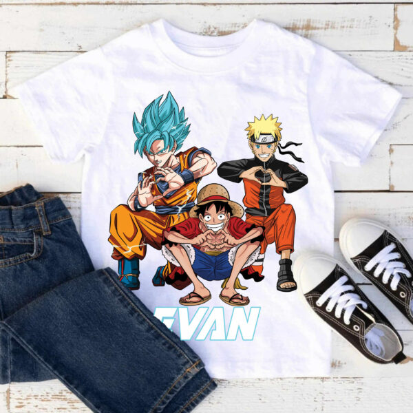 T-shirt Son Goku Naruto One Piece avec prénom