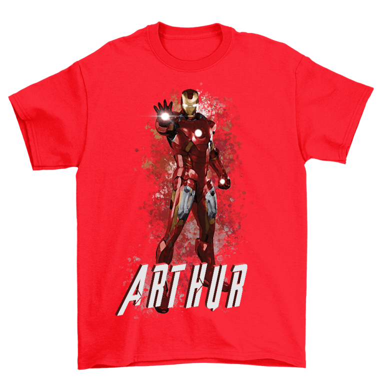 T-shirt illustration IRON MAN avec prénom