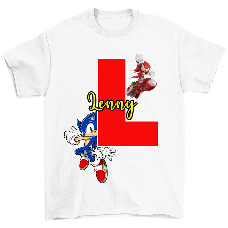 T-shirt Sonic personnalisé avec prénom et initial