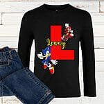 T-shirt Sonic personnalisé avec prénom et initial