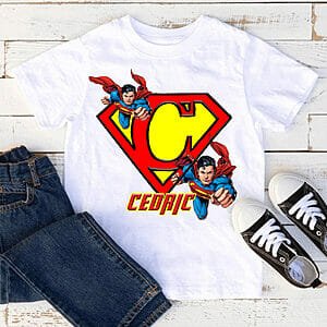 T-shirt Superman personnalisé avec prénom & Initiale
