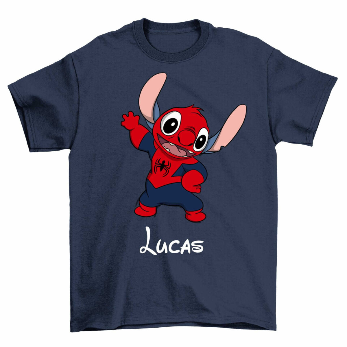 T-shirt Stitch en Spiderman avec prénom