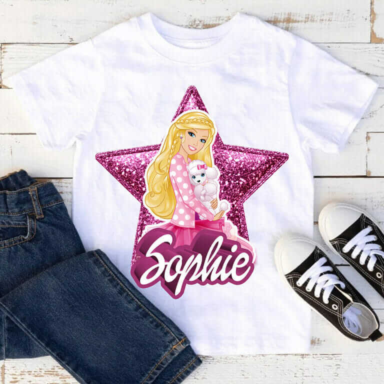 T-shirt Barbie étoile avec prénom