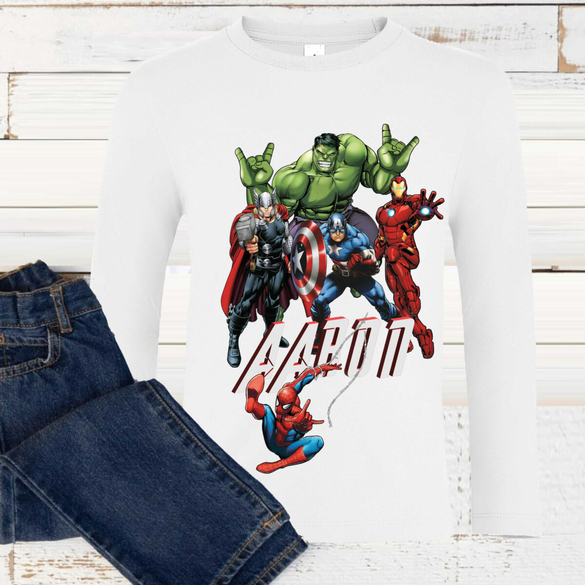 T-shirt Avengers Hulk, Iron Man.. avec prénom