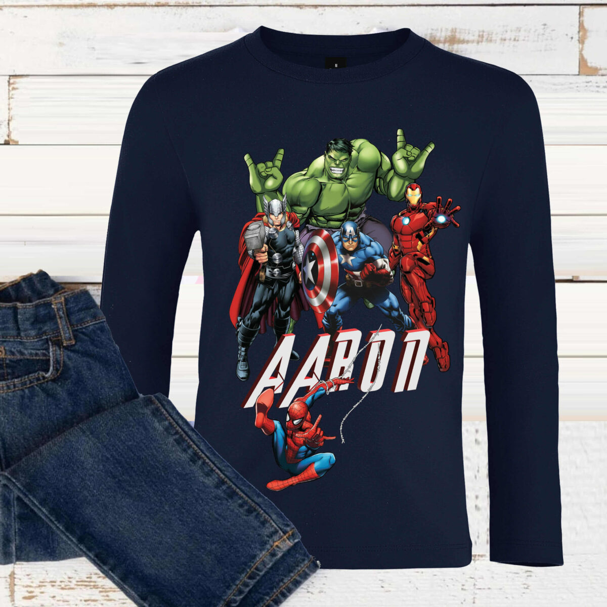 T-shirt Avengers Hulk, Iron Man.. avec prénom