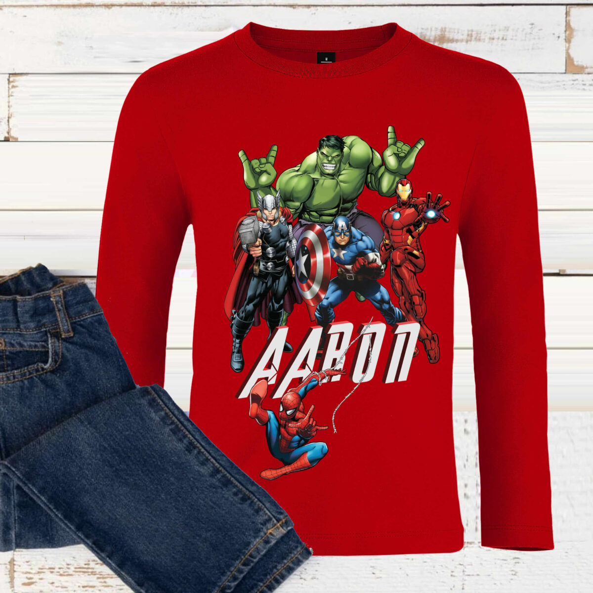 T-shirt Avengers Hulk, Iron Man.. avec prénom