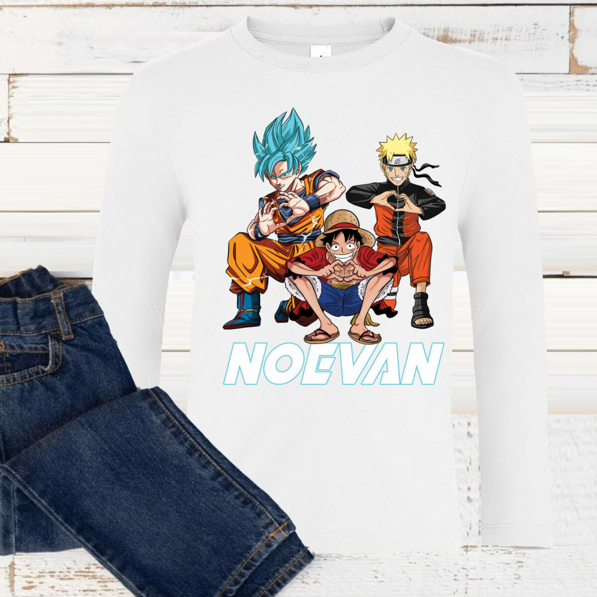 T-shirt Son Goku Naruto One Piece avec prénom