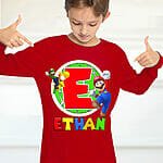 T-shirt Super Mario Bros prénom et initiale