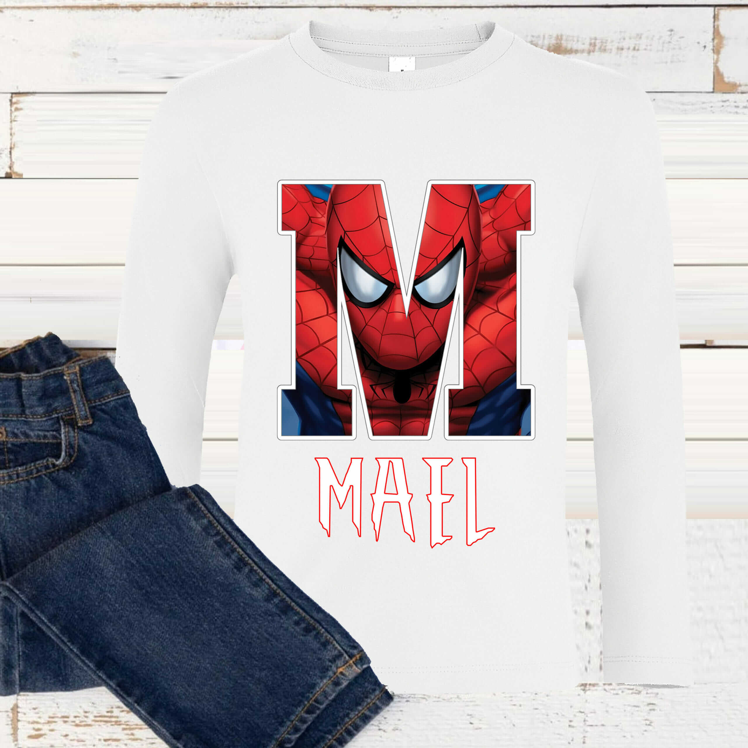 T-shirt Spiderman avec initial et prenom
