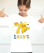 T-shirt anniversaire Pikachu avec lettre en forme de personnage Pokémon