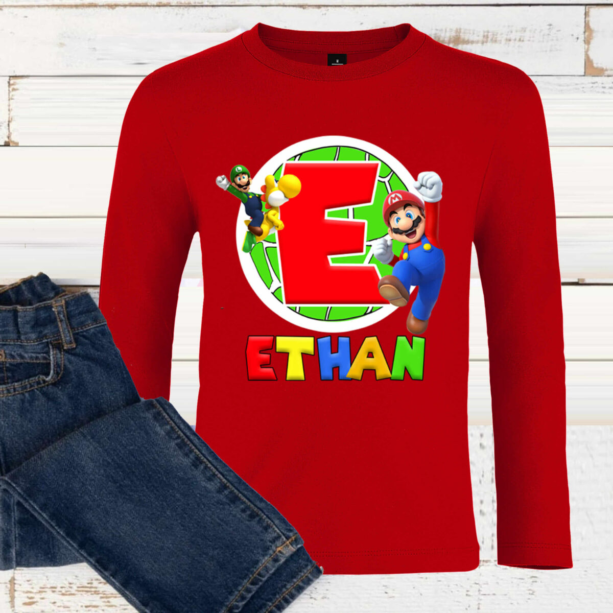 T-shirt Super Mario Bros prénom et initiale