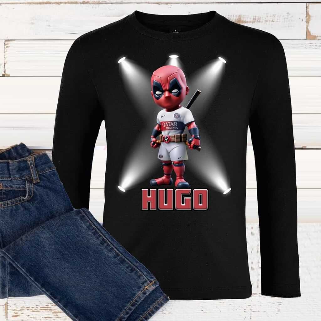 T-shirt Deadpool en tenu extérieur PSG - Personnalisable avec un prénom (Copie)